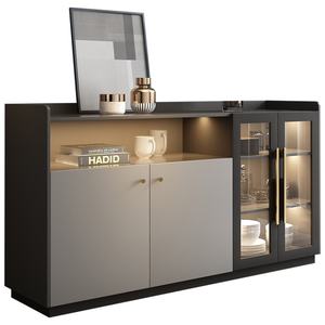 أثاث منزلي حديث مع 2 داور وخزانات خشبية MDF زجاجية لغرفة المعيشة - Product Image 3