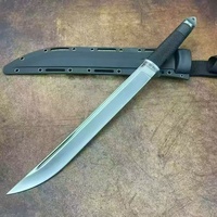 Cuchillo de Caza de Acero Inoxidable con Hoja de Punta Caída y Mango de Goma con Funda, Cuchillo de Supervivencia para Exteriores