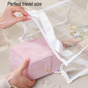 Factory Custom Logo Portable <strong>Pink</strong> 3 Layer Travel Jewellery Storage Organizer Case Blue Green Velvet <strong>Jewelry</strong> <strong>Box</strong> - Product Image 4