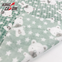 Kingcason 100% Polyester, imprimé ours en peluche, nouveau design, flanelle imprimée double face pour couvertures, textiles de maison, pyjamas, vêtements