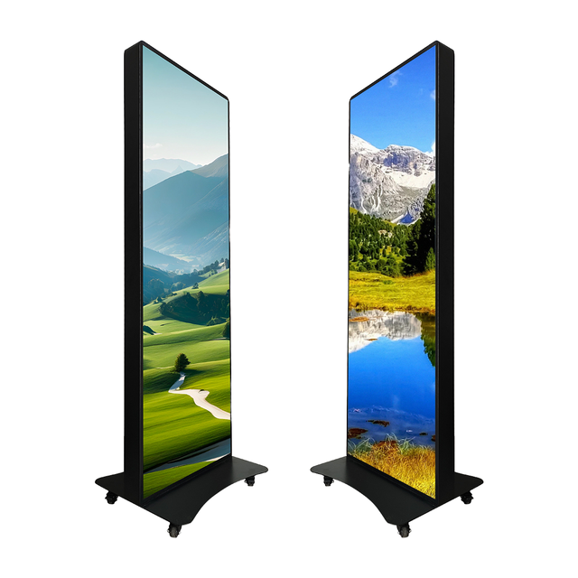 Indoor Outdoor LED Screen P1.86 P2.5 P3 Floor Standing Poster Screen Movable Portable Advertising Display with Wheels