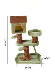 Struttura <span class=keywords><strong>per</strong></span> Gatti da Interno con <span class=keywords><strong>Albero</strong></span> e Cuccia in Legno Artigianale, Telaio Integrato <span class=keywords><strong>per</strong></span> Arrampicata con Pilastro Aereo - Product Image 2