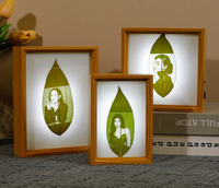 Cadre photo en verre double face, MDF, lumière LED intégrée, art mural 3D pour la décoration de la maison