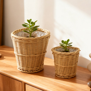 Panier à plantes tissé floral beige neuf Tianhe Guangnian, fait main, souple, pour succulentes, pot de fleurs <span class=keywords><strong>d</strong></span>'<span class=keywords><strong>intérieur</strong></span> et <span class=keywords><strong>d</strong></span>'extérieur, vente en gros - Product Image 2
