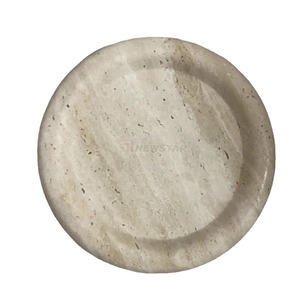 Grosir baki batu marmer travertine bentuk bulat batu dekorasi piring shower piring dasar batu perhiasan nampan disesuaikan - Product Image 5