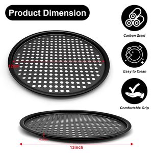 Không dính đục lỗ nướng bánh <span class=keywords><strong>pizza</strong></span> Pan khay thép carbon Tấm nướng bánh <span class=keywords><strong>pizza</strong></span> không dính Pan cho lò - Product Image 5