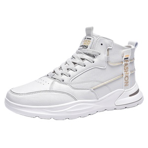 Chaussures de sport décontractées pour hommes <span class=keywords><strong>2021</strong></span>, coupe haute, couleur blanche, dessus en maille respirante, antidérapantes, baskets tendance - Product Image 1