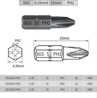 Brocas de conducción de tornillo Allen Hex S2 CRV 25MM 50MM 1/2 1/4 6,35 MM PH2 PZ2 Torx Star piezas de herramientas accesorios OEM para destornilladores