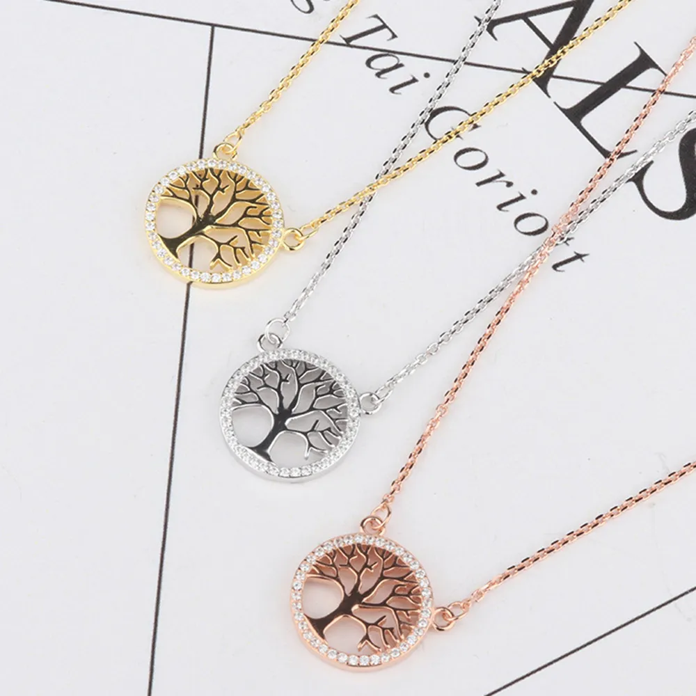 Fashion Stock 925 Sterling Silver Jewelry Sisters Handmade Tree Of Life Chakra Pendant Necklace