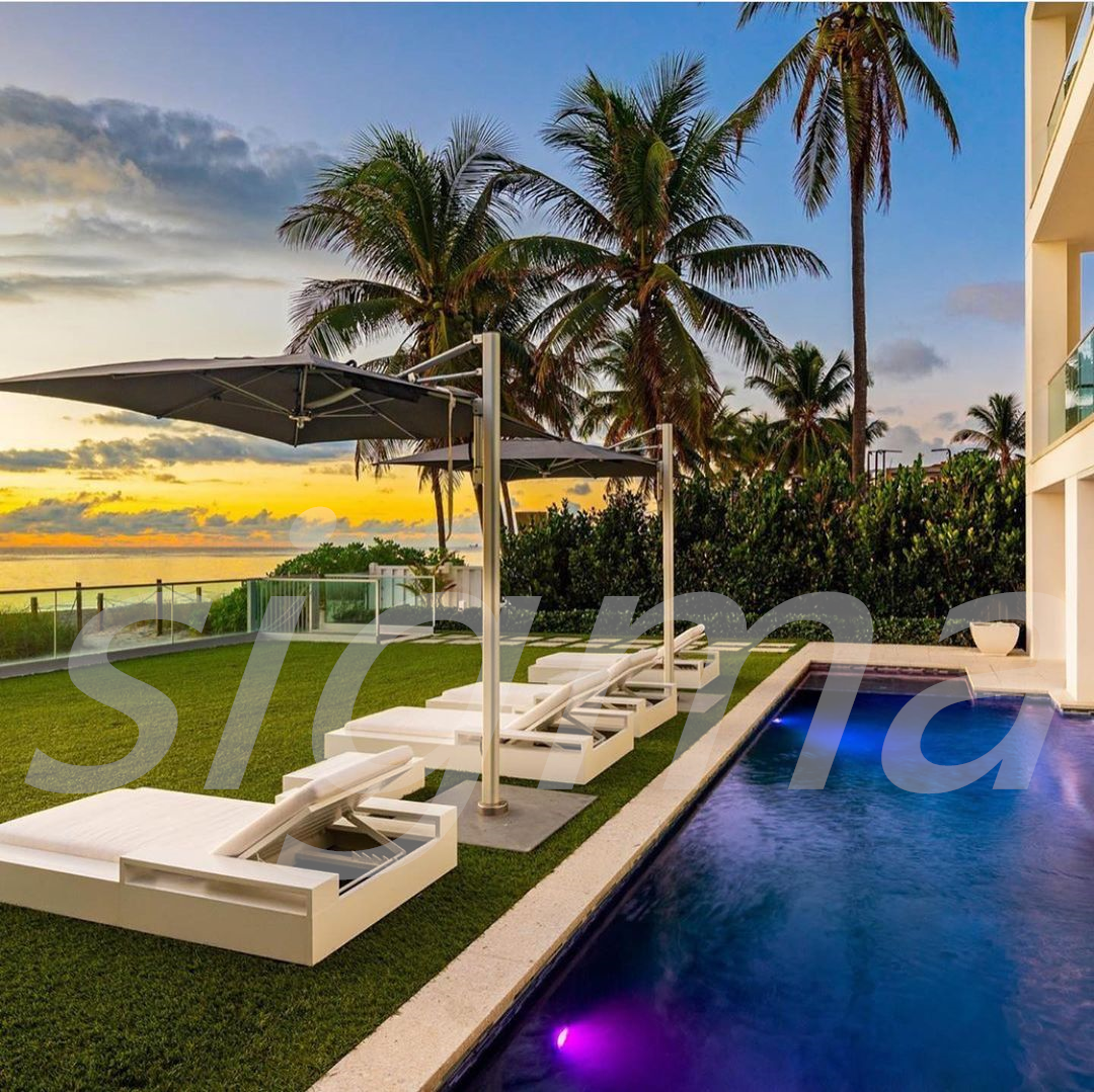 Luxury modern outdoor patio furniture aluminum metal beach garden sun lounger daybed set for rest