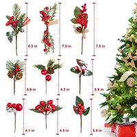 Branche de pin artificielle rouge assortie de 5 à 10 pouces avec baies décoratives pour la fabrication de couronnes et la décoration de la maison en fêtes