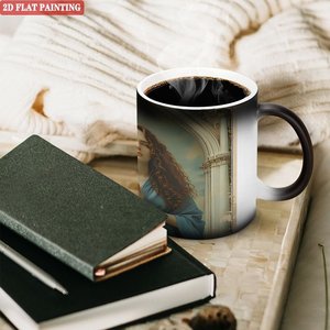 Mug magique en céramique 11oz noir givré activé par la chaleur, tasse à boire pour le bureau - Product Image 3