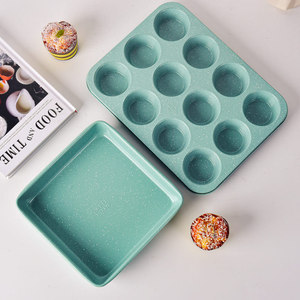 Muffin Pan 12 Cup Non Stick Carbon Steel Rectangle Baking Dish Blue Dishwasher Safe - Product Image 4