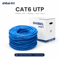 Câble de raccordement Ethernet Shibei Cat6 UTP en cuivre massif PVC, 4 paires, 23AWG, 500 MHz, 305 m, pour centre de données et câblage structuré de bureau (vente en gros)