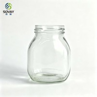 Pot en verre ovale mignon de 280 ml avec col fileté, récipient transparent pour miel, gelée, thé séché, petits aliments et emballages d'artisanat