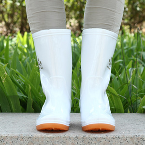 Botas de Lluvia Blancas para Mujer, de Grado Alimenticio, Resistentes al Aceite y Ácidos, Antideslizantes, para Trabajo - Product Image 2