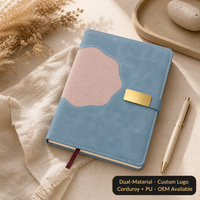 Carnet en cuir végétalien PU avec logo personnalisé, couverture rigide A5, patch ondulé, journal, agenda, fermoir doré, OEM