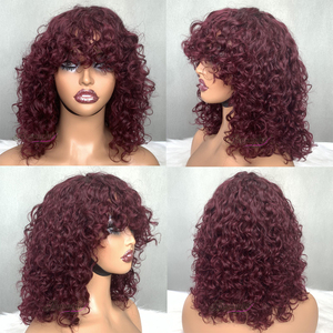 工厂价超双层拉丝生姜色人发刘海鲍勃假发，12英寸 # 30 家豪华卷发人发供应商出售 - Product Image 3