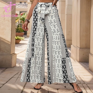 Loveda 2026 Nuovi <span class=keywords><strong>Pantaloni</strong></span> Larghi da <span class=keywords><strong>Donna</strong></span> Stile Resort Retrò <span class=keywords><strong>con</strong></span> Coulisse e Stampa Floreale Geometrica - Product Image 4