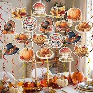 Décorations de fête suspendues en spirale pour Thanksgiving, thème automne, citrouille, feuille d'érable, <span class=keywords><strong>dinde</strong></span>, fournitures de fête, orange, marron, rouge - Product Image 5