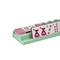 Supports de tuiles de mahjong en bois laqué brillant sur mesure de 20 pouces, 4 pièces, avec poussoirs festonnés