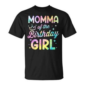 Camiseta Tie Dye Momma Of The Birthday Girl para fiesta de cumpleaños - Product Image 1