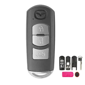 Grosir mazda kunci mobil-Casing Cangkang Kunci Remote Pintar 3 Tombol, Cocok untuk Mazda X-5 Summit M3 M6 Axela Atenza Kunci Mobil dengan Pisau Kunci Darurat