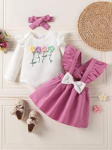 ชุดเดรสผ้าโพกศีรษะแขนยาวแบบวาฟเฟิลสำหรับเด็กทารกเพศหญิงชุดเดรสแขนยาวมีสายผูกโบว์ขนาดเล็กจีบสำหรับฤดูใบไม้ผลิ - Product Image 6