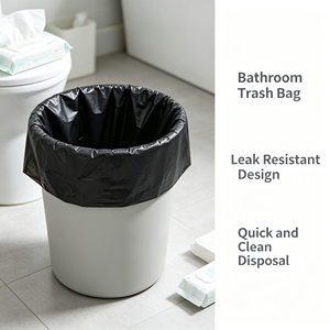 Black Household Trash Bags Side Gusset Waste <b>Bin</b> Liners Heat Seal PE Film Custom Order - Product Image 2