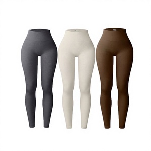 Leggings <span class=keywords><strong>de</strong></span> sport pour femmes, côtelés, sans couture, respirants, taille haute, longueur intégrale, extensibles dans quatre directions, pour yoga et <span class=keywords><strong>fitness</strong></span> - Product Image 4