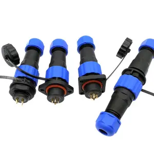 SP16 Waterproof connector 2pin 3/4/5/6/7/9 pin IP68 power cable connector Male plug and Female socket