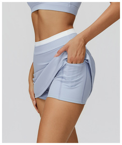 Ensemble de sport 2 pièces pour femme Under Lulu : <span class=keywords><strong>Jupe</strong></span>-<span class=keywords><strong>short</strong></span> de <span class=keywords><strong>tennis</strong></span> taille haute avec contrôle du ventre et <span class=keywords><strong>short</strong></span> de sport contrastant avec poches, offrant un soutien optimal - Product Image 4