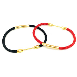 Anno Jewelry <b>Red</b> And Black Rope <b>Bracelet</b> With Gold Clasp For Couple Jewelry Findings Components - Product Image 5