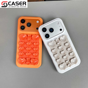 Custodia per <span class=keywords><strong>iPhone</strong></span> 17/16/15/14 in silicone liquido anti-stress con ventosa a <span class=keywords><strong>cuore</strong></span> 3D, effetto pelle, antiurto, colore puro - Product Image 2