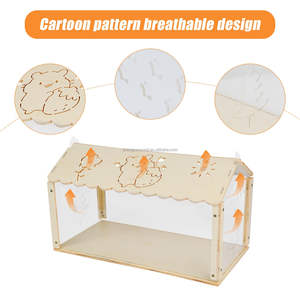 Cage pour hamster en <span class=keywords><strong>bois</strong></span> naturel Maisons de hamster en <span class=keywords><strong>bois</strong></span> avec acrylique pour gerbille, hamster syrien, chinchillas - Product Image 5