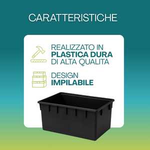 Contenitore Rettangolare in Plastica 250 Litri Nero 94x63x57 Cm, Contenitore Impilabile Multiuso - Product Image 3