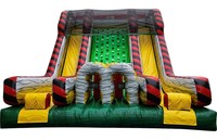 Divertido Parque de Obstáculos Inflable Verde-Amarillo con Rocódromo, de PVC Resistente para Uso Comercial, Equipo de Juego para Niños, Parque de Aventuras