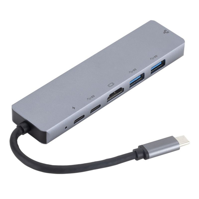 6-in-1 Type C USB Hub with 1-port Charger Splitter Multiport 4K HDMI USB C for PC Computers Laptops Compatible with Speaker