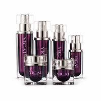 Pot cosmétique carré personnalisé de luxe en acrylique avec logo imprimé en couleur, emballage en forme de bouteille plate