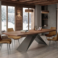 Ensemble de table à manger extensible moderne nordique, rectangulaire, panneau en noyer pour 8 personnes, maison, hôtel, bar, cuisine