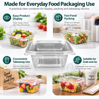 Transparante vierkante scharnierende voedselcontainer, wegwerp clamshell doos voor salade, fruit en afhaalmaaltijden