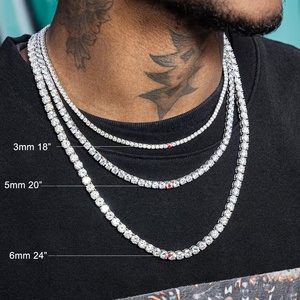 사용자 정의 14K 골드 925 스털링 실버 체인 3/5/6mm Moissanite 보석 테니스 쿠바 체인 팔찌 남성용 - Product Image 6