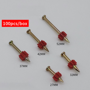100 piezas/caja Clavos de Acero con Punta de Diamante, Cabeza Redonda/Plana, 3 mm, para Pistola de Clavos, para Concreto, con Arandela de PVC Roja - Product Image 3