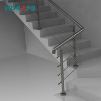 Plancher d'escalier de balcon en acier inoxydable, rambarde à câble simple et moderne, design de balustrade d'escalier en acier inoxydable
