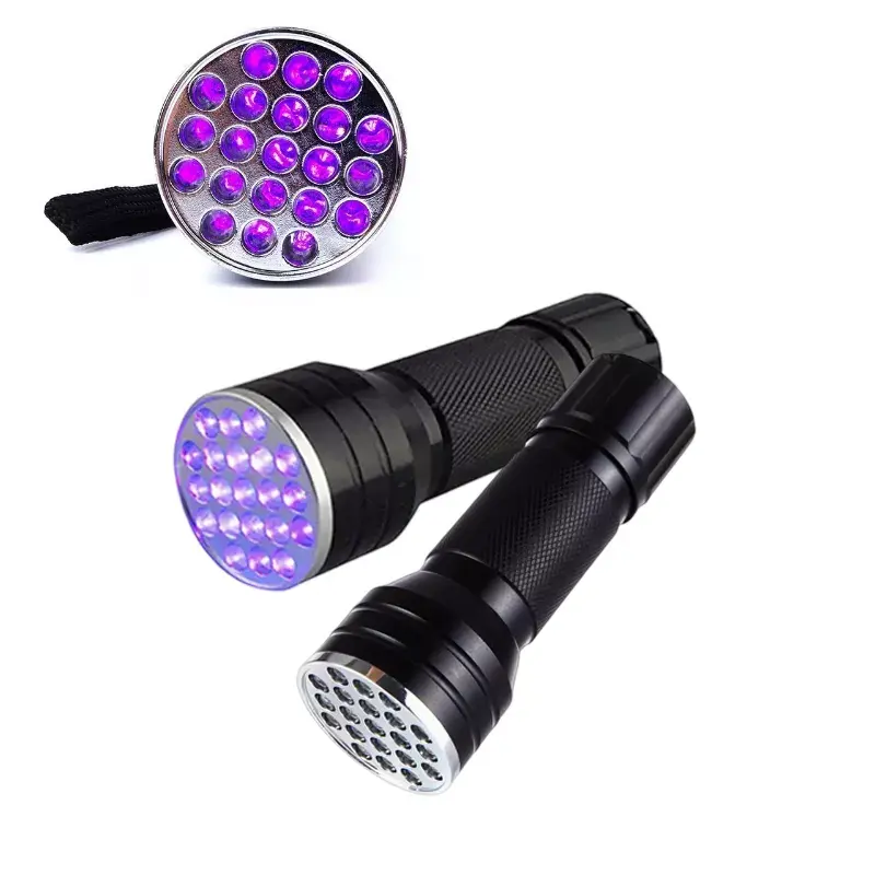 Ucuz fabrika fiyat UV LED 395NM lambası dokunmatik 21 LED UV el feneri ultraviyole siyah ışık