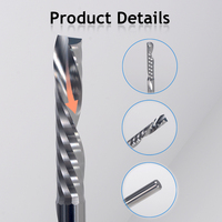 Fraise à spirale gauche à une dent, coupe vers le bas, en carbure monobloc HRC55, outil de coupe CNC pour bois et PVC, OEM HOZLY