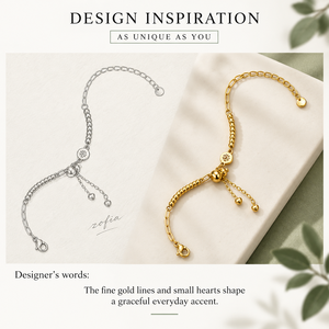 Gold Adjustable Heart <b>Charm</b> <b>Bracelet</b> Stainless Steel 24K Gold Vacuum Plating - Product Image 5