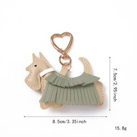 Porte-clés en cuir adorable de Terrier écossais, avec clip cœur, pour sac, clé de voiture ou sac à dos - Vente en gros