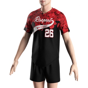 Maillot de baseball extérieur personnalisé (ODM/OEM) en polyester rouge et noir – Design uniforme - Product Image 5
