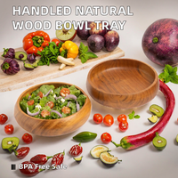 Handgemaakte houten schaal en elegante houten dienblad, BPA-vrij, op maat gemaakt voor het serveren van salade, snacks en gedroogd fruit
